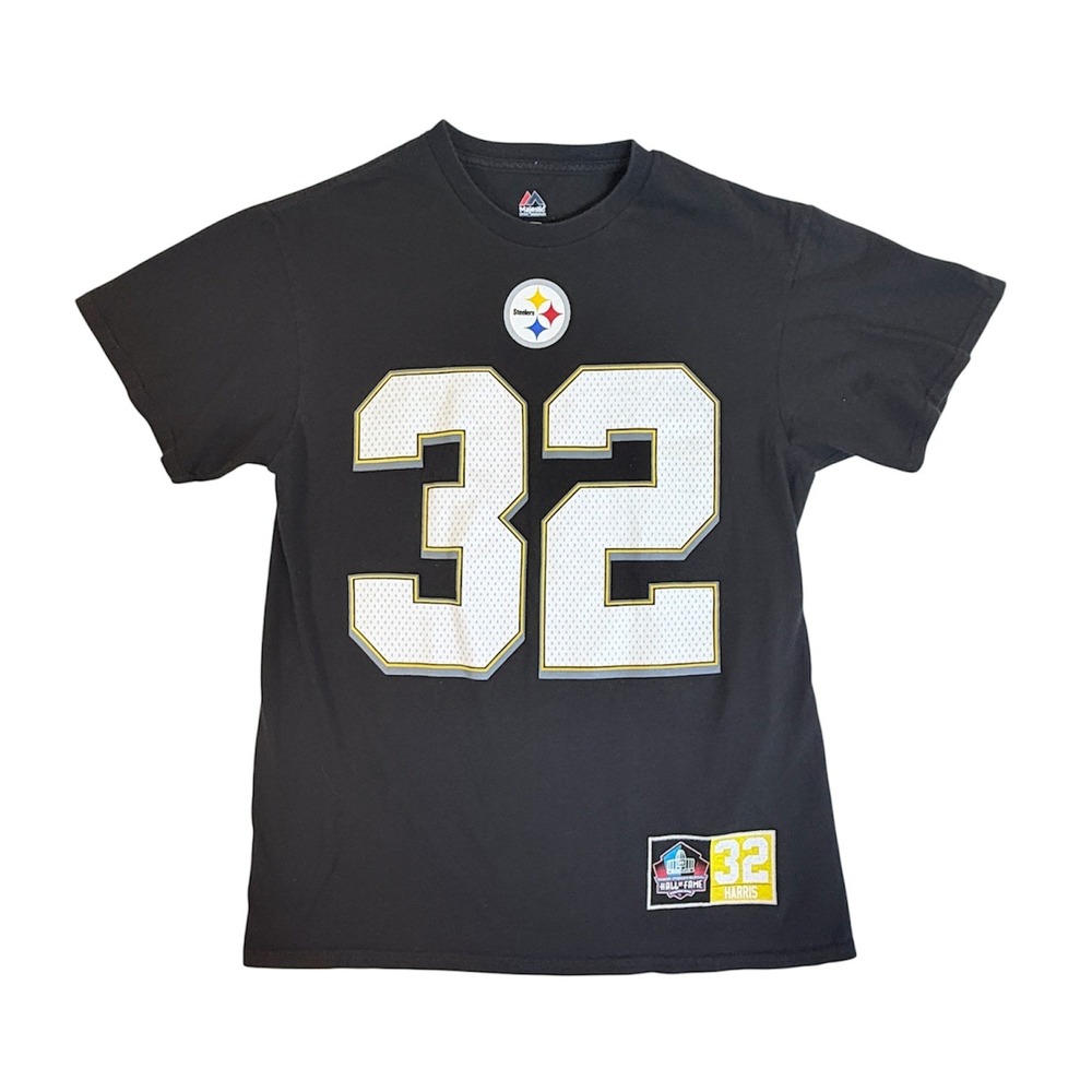 Majestic Pittsburgh Steelers Franco Harris Men Medium Black Hall of Fame T-Shirt